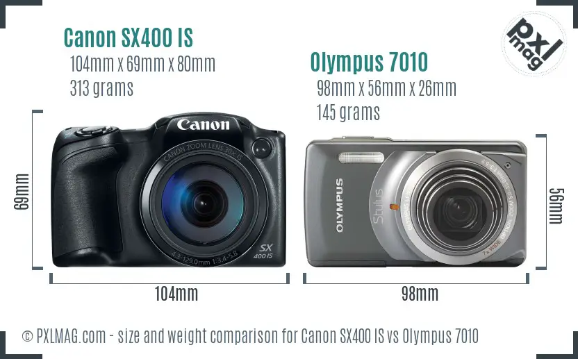 Canon SX400 IS vs Olympus 7010 size comparison