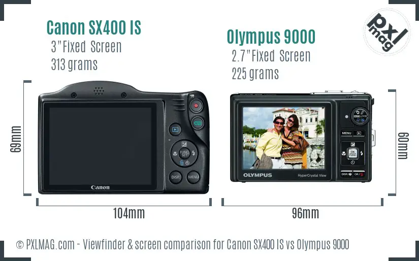 Canon SX400 IS vs Olympus 9000 Screen and Viewfinder comparison Canon SX400 IS vs Olympus 9000 Screen and Viewfinder comparison