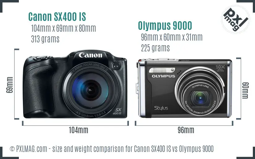 Canon SX400 IS vs Olympus 9000 size comparison Canon SX400 IS vs Olympus 9000 size comparison