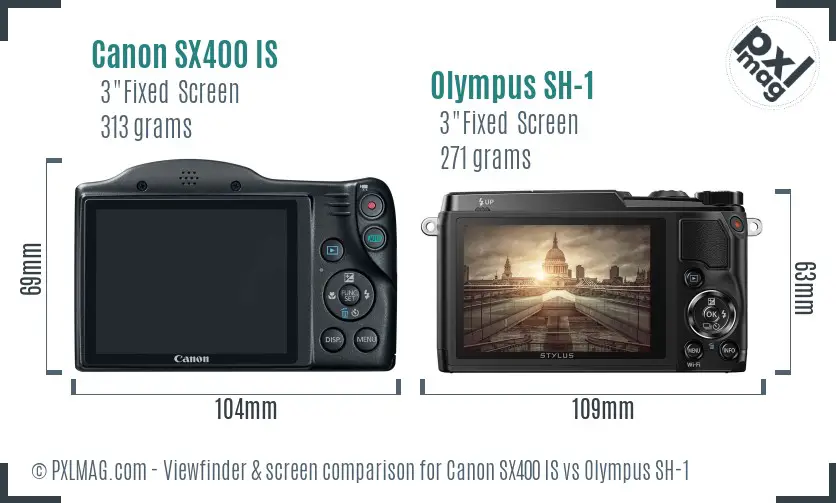 Canon SX400 IS vs Olympus SH-1 Screen and Viewfinder comparison Canon SX400 IS vs Olympus SH-1 Screen and Viewfinder comparison