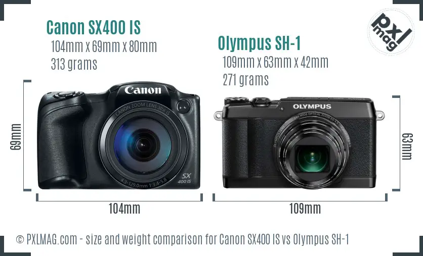 Canon SX400 IS vs Olympus SH-1 size comparison Canon SX400 IS vs Olympus SH-1 size comparison
