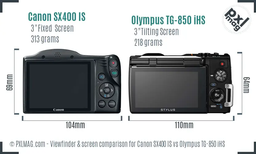 Canon SX400 IS vs Olympus TG-850 iHS Screen and Viewfinder comparison Canon SX400 IS vs Olympus TG-850 iHS Screen and Viewfinder comparison