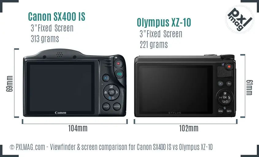 Canon SX400 IS vs Olympus XZ-10 Screen and Viewfinder comparison