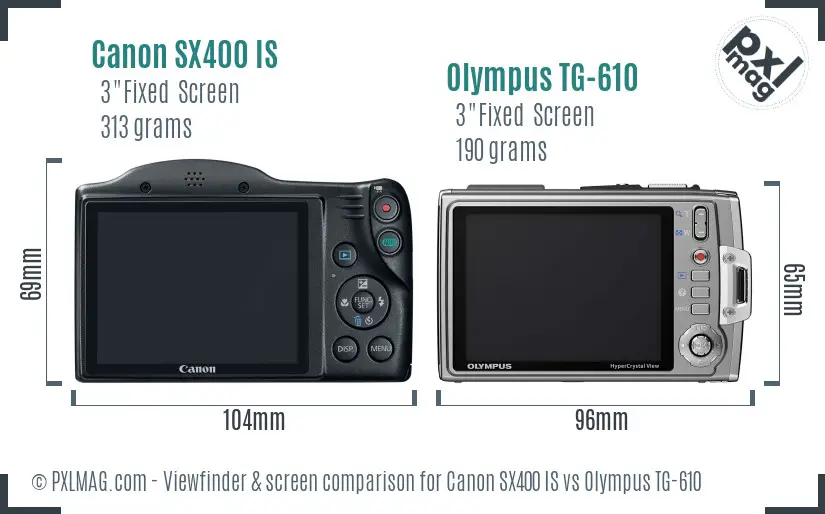 Canon SX400 IS vs Olympus TG-610 Screen and Viewfinder comparison Canon SX400 IS vs Olympus TG-610 Screen and Viewfinder comparison