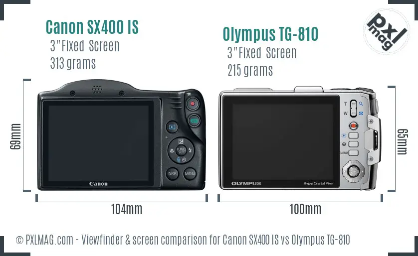 Canon SX400 IS vs Olympus TG-810 Screen and Viewfinder comparison Canon SX400 IS vs Olympus TG-810 Screen and Viewfinder comparison