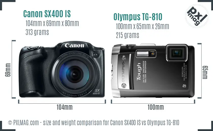 Canon SX400 IS vs Olympus TG-810 size comparison Canon SX400 IS vs Olympus TG-810 size comparison