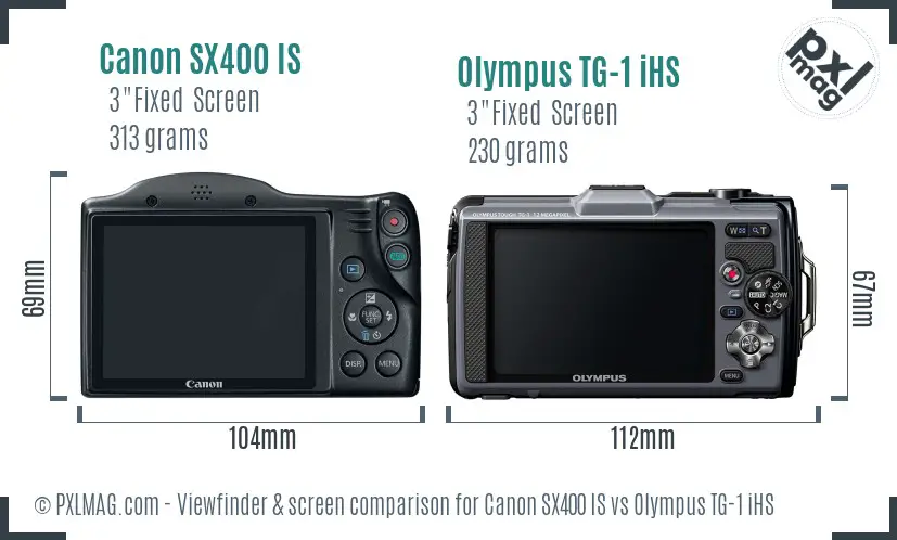 Canon SX400 IS vs Olympus TG-1 iHS Screen and Viewfinder comparison