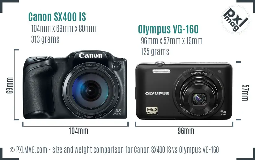 Canon SX400 IS vs Olympus VG-160 size comparison