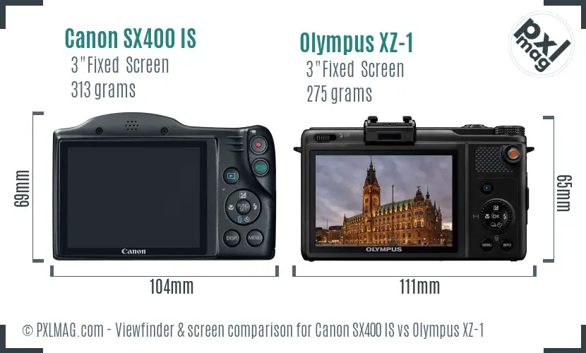 Canon SX400 IS vs Olympus XZ-1 Screen and Viewfinder comparison