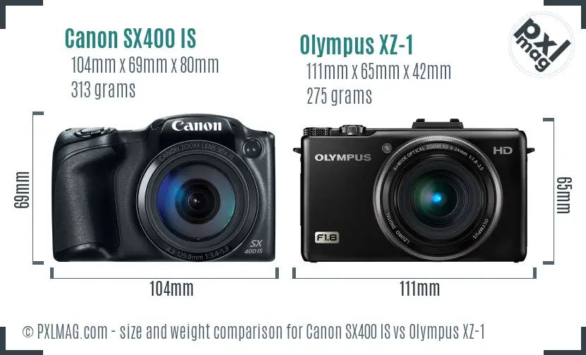 Canon SX400 IS vs Olympus XZ-1 size comparison Canon SX400 IS vs Olympus XZ-1 size comparison