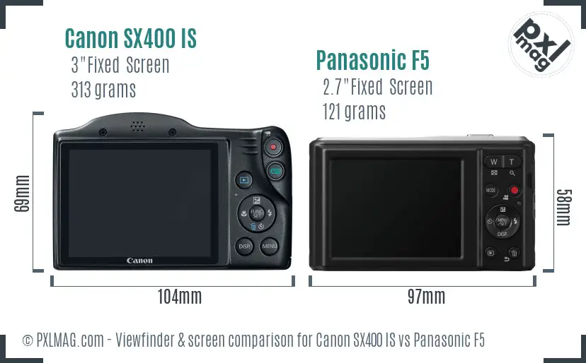 Canon SX400 IS vs Panasonic F5 Screen and Viewfinder comparison