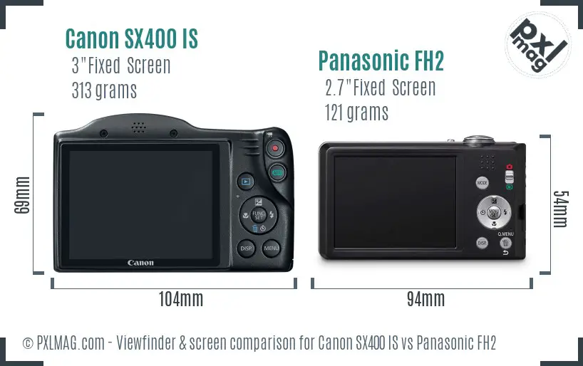 Canon SX400 IS vs Panasonic FH2 Screen and Viewfinder comparison