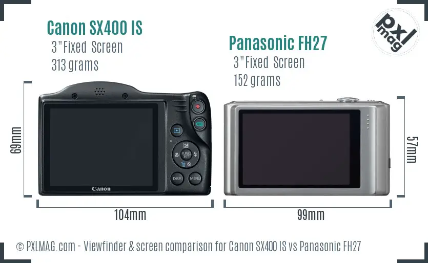 Canon SX400 IS vs Panasonic FH27 Screen and Viewfinder comparison