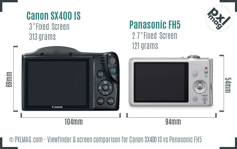 Canon SX400 IS vs Panasonic FH5 Screen and Viewfinder comparison Canon SX400 IS vs Panasonic FH5 Screen and Viewfinder comparison