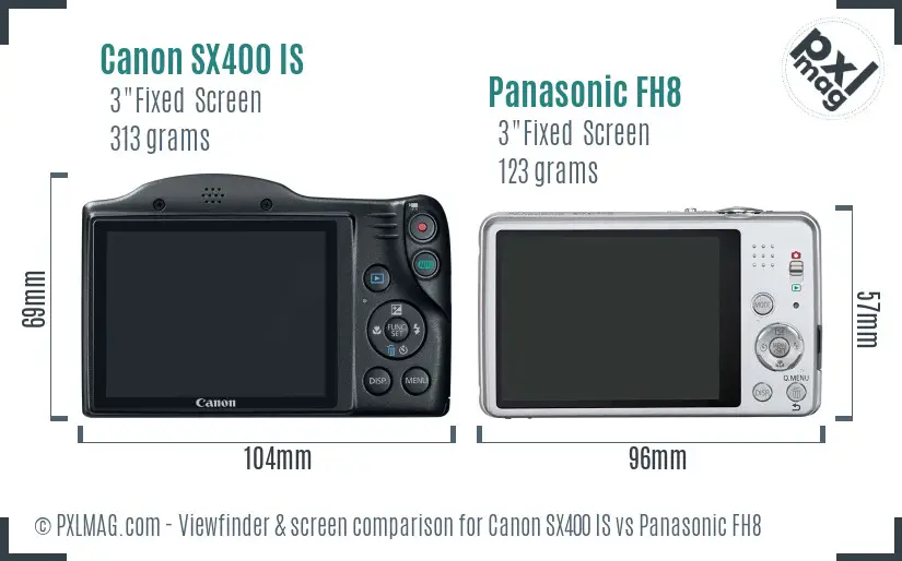 Canon SX400 IS vs Panasonic FH8 Screen and Viewfinder comparison Canon SX400 IS vs Panasonic FH8 Screen and Viewfinder comparison