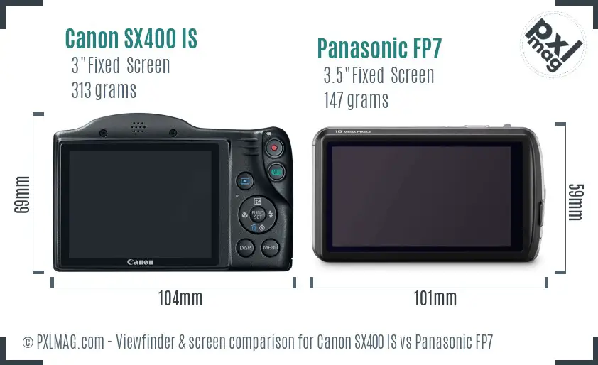 Canon SX400 IS vs Panasonic FP7 Screen and Viewfinder comparison