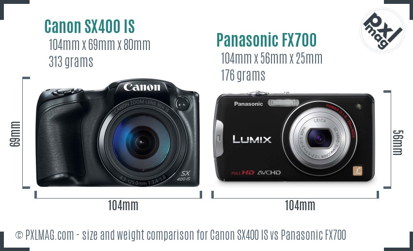 Canon SX400 IS vs Panasonic FX700 size comparison Canon SX400 IS vs Panasonic FX700 size comparison