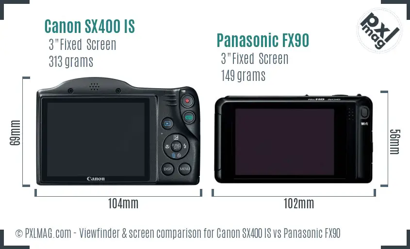 Canon SX400 IS vs Panasonic FX90 Screen and Viewfinder comparison Canon SX400 IS vs Panasonic FX90 Screen and Viewfinder comparison