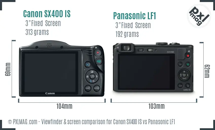 Canon SX400 IS vs Panasonic LF1 Screen and Viewfinder comparison