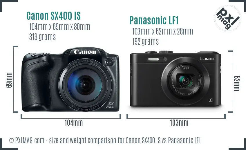 Canon SX400 IS vs Panasonic LF1 size comparison