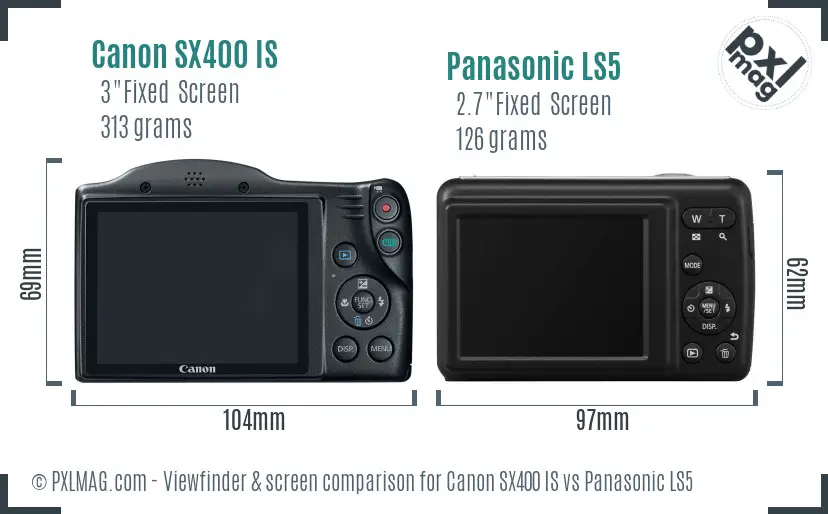 Canon SX400 IS vs Panasonic LS5 Screen and Viewfinder comparison