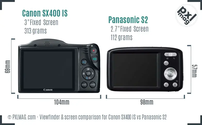 Canon SX400 IS vs Panasonic S2 Screen and Viewfinder comparison Canon SX400 IS vs Panasonic S2 Screen and Viewfinder comparison