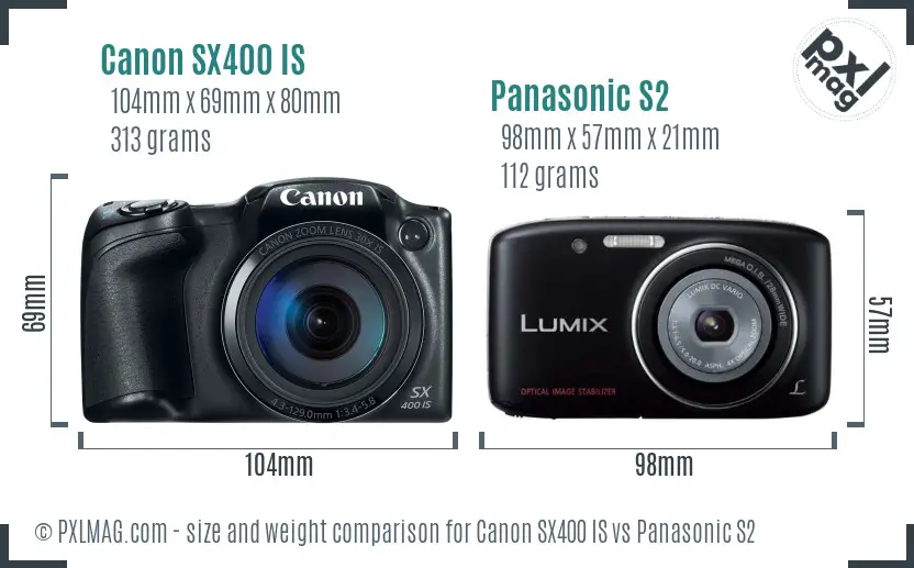 Canon SX400 IS vs Panasonic S2 size comparison Canon SX400 IS vs Panasonic S2 size comparison