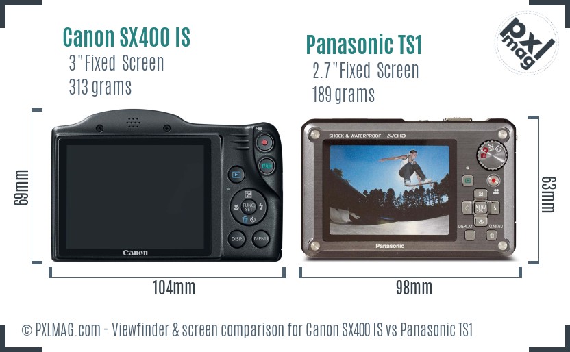 Canon SX400 IS vs Panasonic TS1 Screen and Viewfinder comparison
