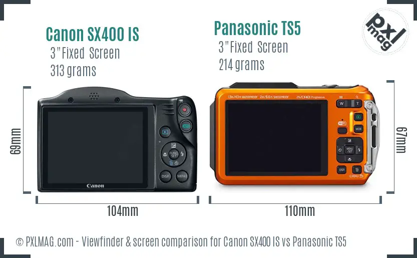 Canon SX400 IS vs Panasonic TS5 Screen and Viewfinder comparison