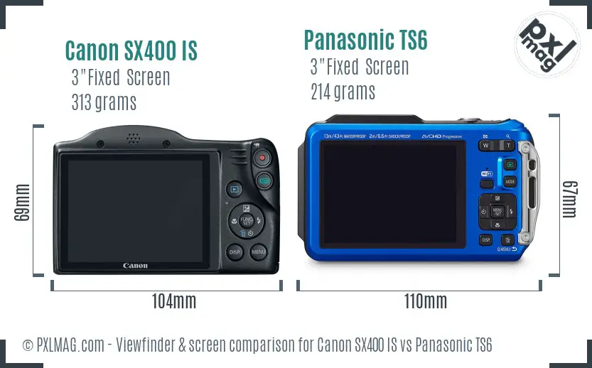 Canon SX400 IS vs Panasonic TS6 Screen and Viewfinder comparison