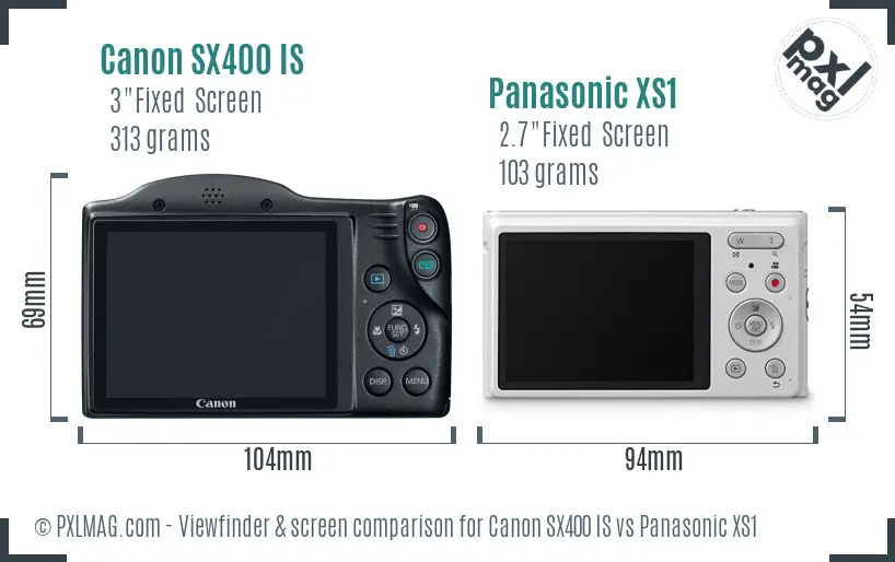 Canon SX400 IS vs Panasonic XS1 Screen and Viewfinder comparison Canon SX400 IS vs Panasonic XS1 Screen and Viewfinder comparison