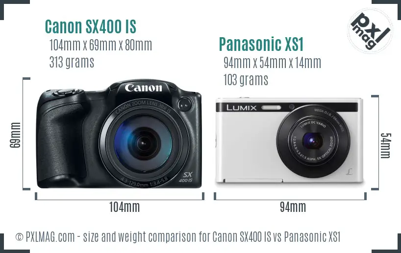 Canon SX400 IS vs Panasonic XS1 size comparison Canon SX400 IS vs Panasonic XS1 size comparison