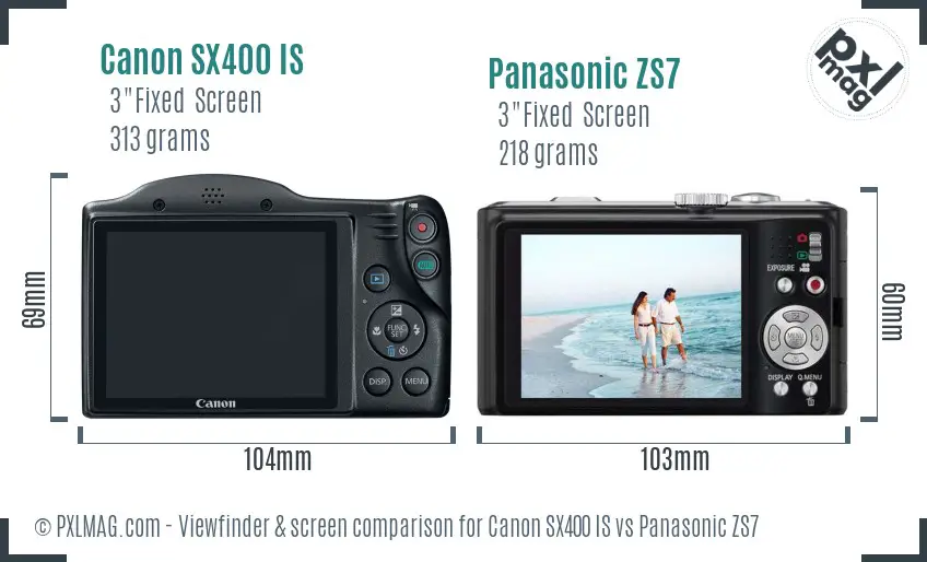 Canon SX400 IS vs Panasonic ZS7 Screen and Viewfinder comparison