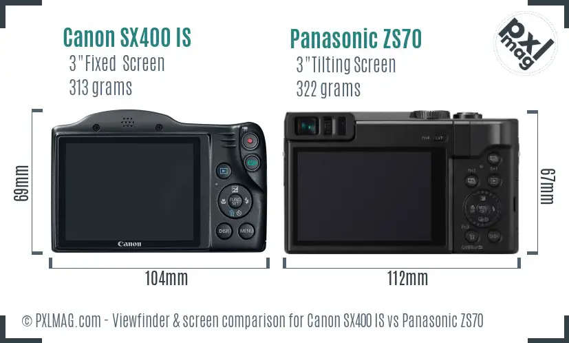 Canon SX400 IS vs Panasonic ZS70 Screen and Viewfinder comparison