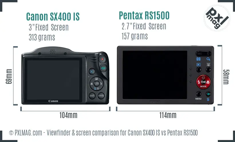 Canon SX400 IS vs Pentax RS1500 Screen and Viewfinder comparison Canon SX400 IS vs Pentax RS1500 Screen and Viewfinder comparison