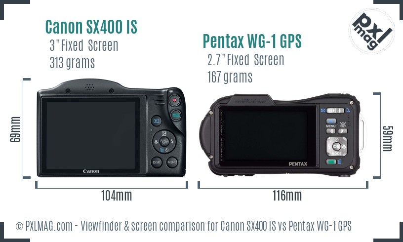 Canon SX400 IS vs Pentax WG-1 GPS Screen and Viewfinder comparison