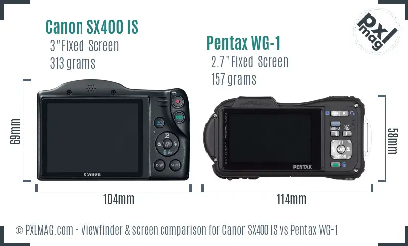 Canon SX400 IS vs Pentax WG-1 Screen and Viewfinder comparison