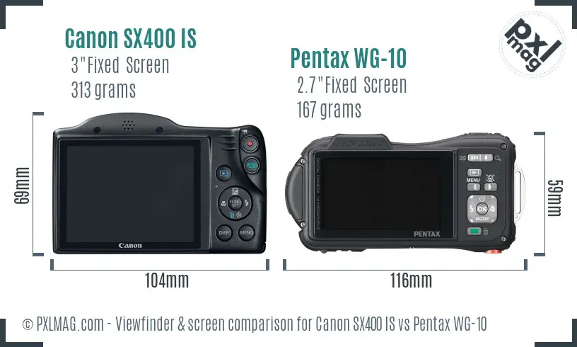 Canon SX400 IS vs Pentax WG-10 Screen and Viewfinder comparison