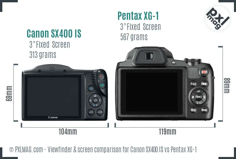 Canon SX400 IS vs Pentax XG-1 Screen and Viewfinder comparison