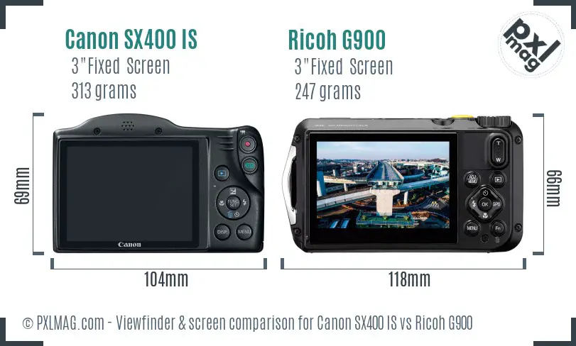 Canon SX400 IS vs Ricoh G900 Screen and Viewfinder comparison