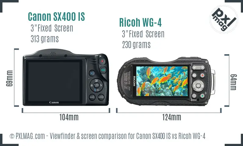 Canon SX400 IS vs Ricoh WG-4 Screen and Viewfinder comparison