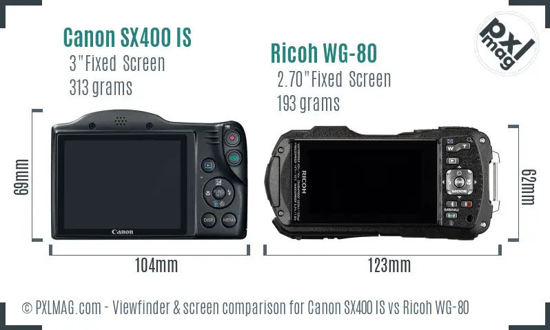 Canon SX400 IS vs Ricoh WG-80 Screen and Viewfinder comparison