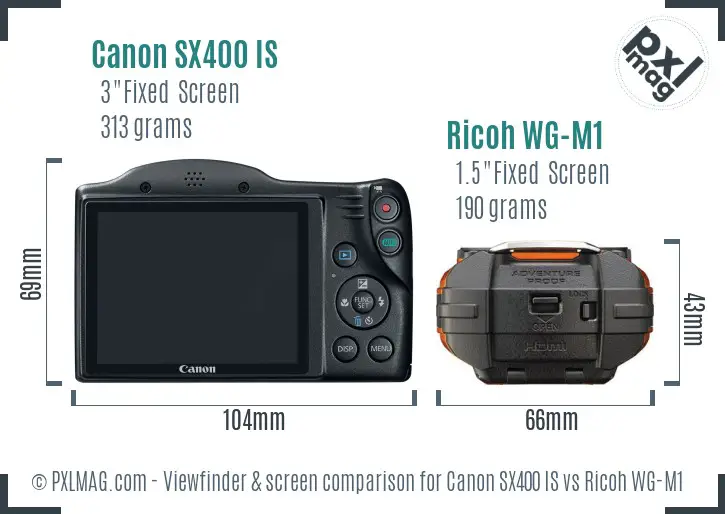 Canon SX400 IS vs Ricoh WG-M1 Screen and Viewfinder comparison