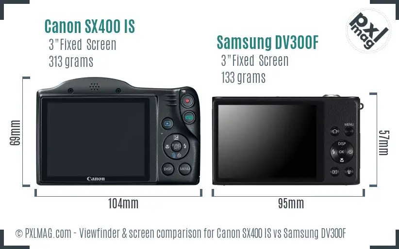 Canon SX400 IS vs Samsung DV300F Screen and Viewfinder comparison Canon SX400 IS vs Samsung DV300F Screen and Viewfinder comparison