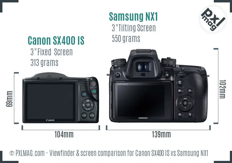 Canon SX400 IS vs Samsung NX1 Screen and Viewfinder comparison