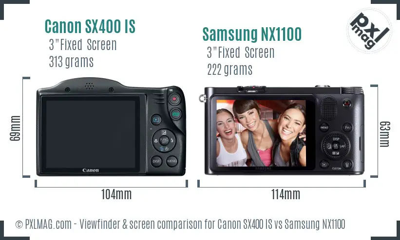 Canon SX400 IS vs Samsung NX1100 Screen and Viewfinder comparison Canon SX400 IS vs Samsung NX1100 Screen and Viewfinder comparison