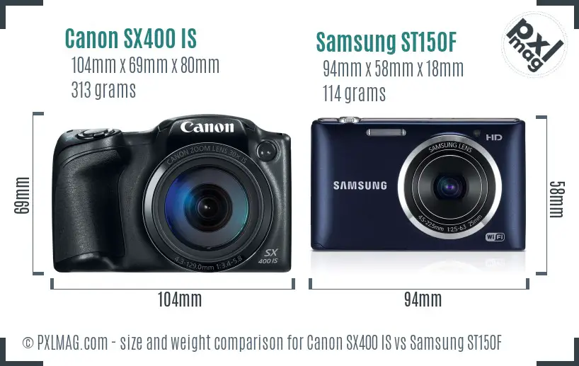 Canon SX400 IS vs Samsung ST150F size comparison