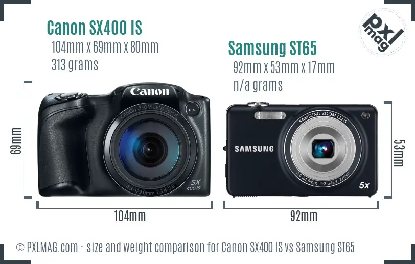 Canon SX400 IS vs Samsung ST65 size comparison Canon SX400 IS vs Samsung ST65 size comparison