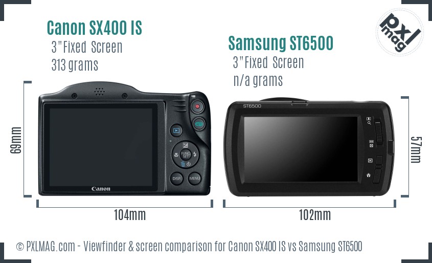 Canon SX400 IS vs Samsung ST6500 Screen and Viewfinder comparison