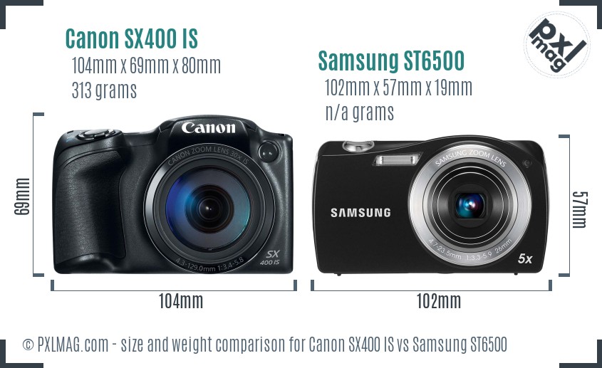 Canon SX400 IS vs Samsung ST6500 size comparison Canon SX400 IS vs Samsung ST6500 size comparison